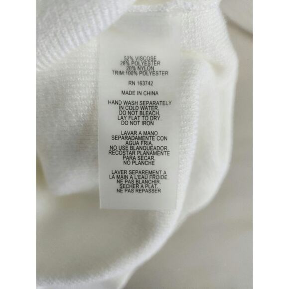 Siani Milano mixed media sweater sz xl sheer Puff Sleeve preppy Academia tennis - Picture 5 of 7